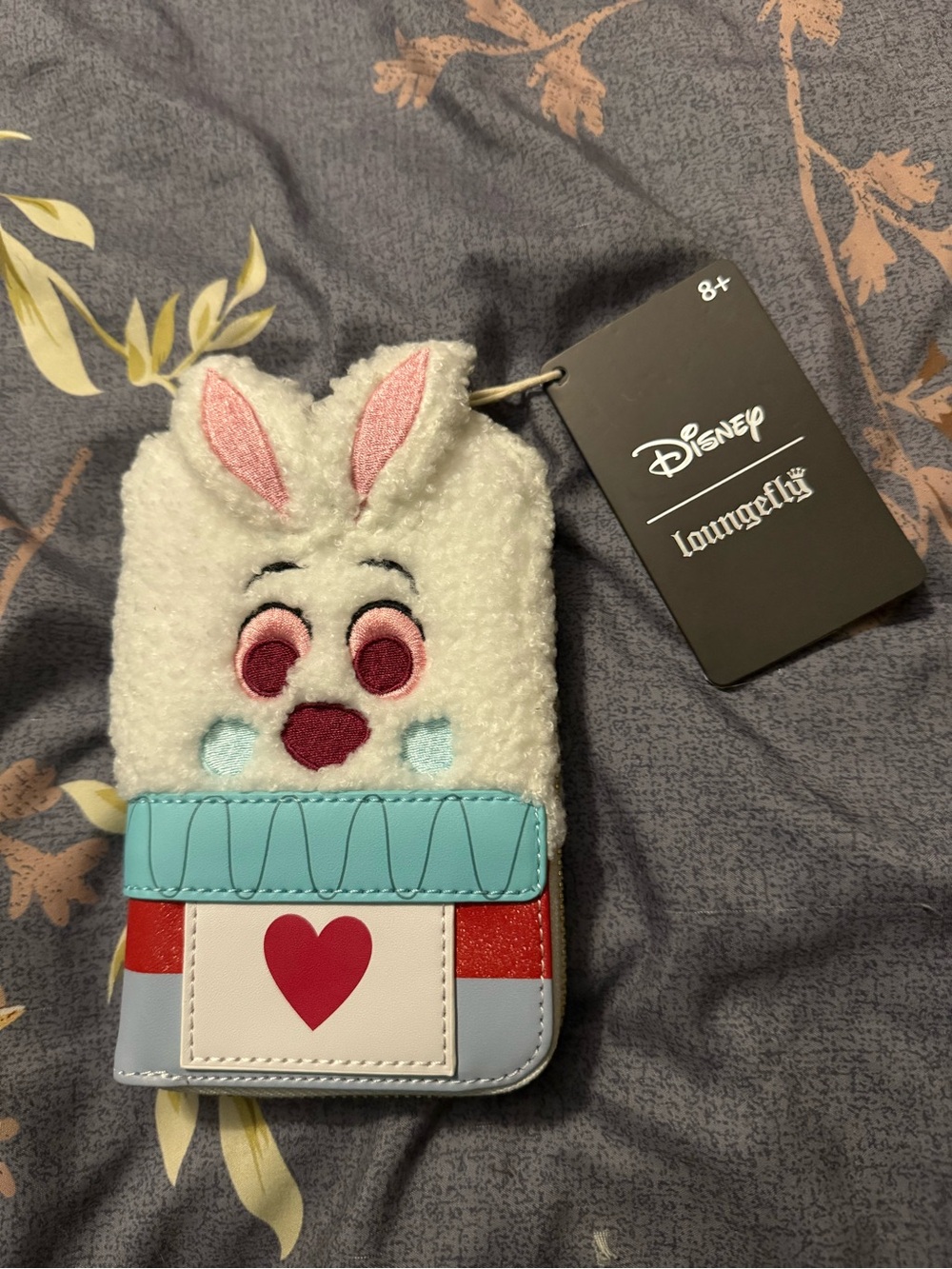 Loungefly Plush White Bunny Kids Wallet with Pink, Blue & Red Accents